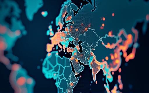 Digital map showing optimized logistics routes and network efficiency